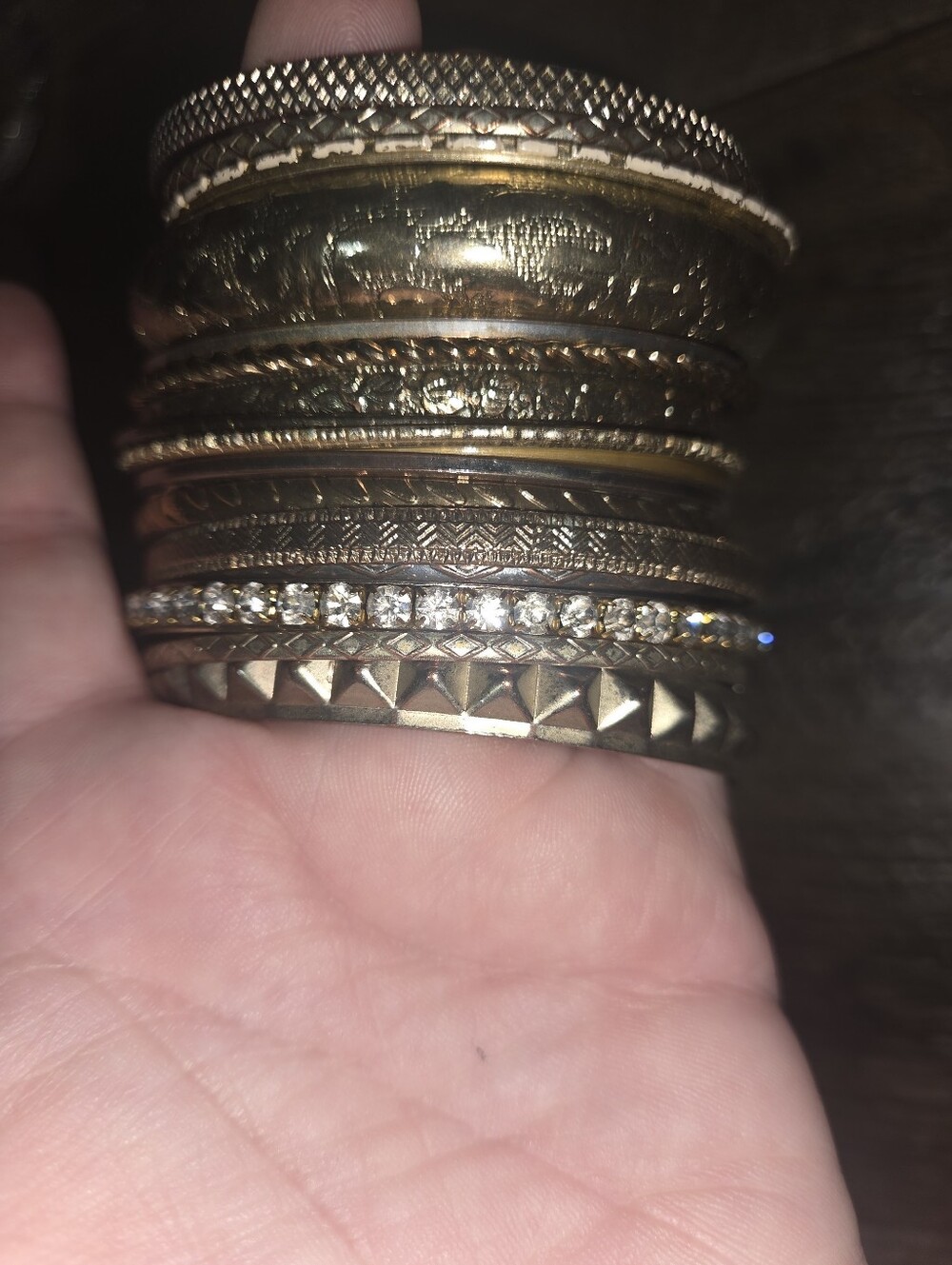Huge Lot Gold Tone Bangle Bracelets 20+ Pcs.